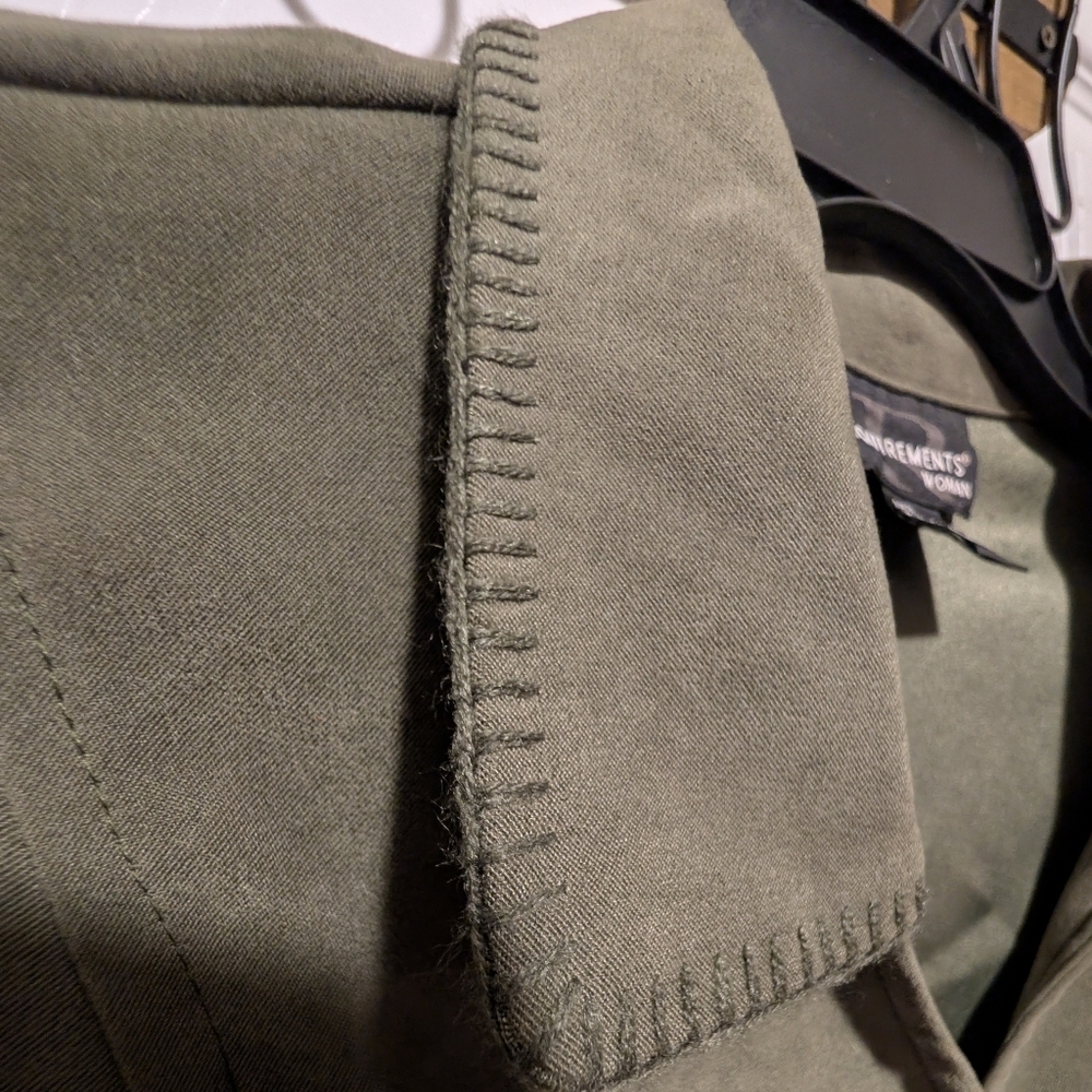 Requirements Woman Olive Faux Suede Button Front Jacket Blazer 1X Whipstich - Picture 8 of 9